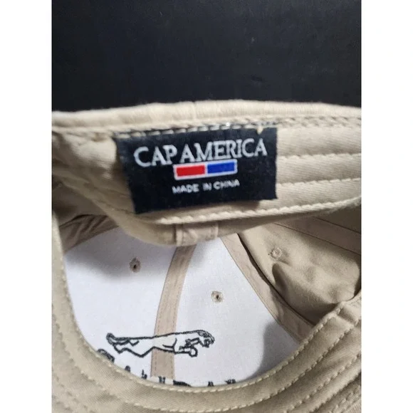 New Jaguar Logo Baseball Cap Hat  Tan Adjustable Fabric Strap Brass Buckle - Picture 6 of 6